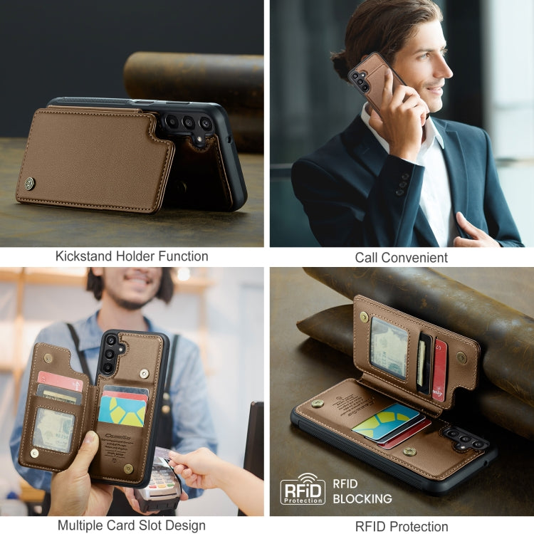 For Samsung Galaxy A16 5G CaseMe C22 Card Slots Holder RFID Anti-theft Phone Case(Brown) by CaseMe