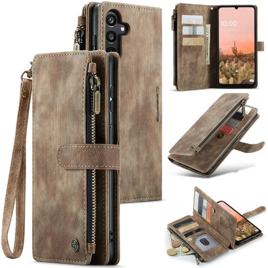 For Galaxy A16 5G CaseMe C30 Card Slots Zipper Wallet Leather Phone Case(Brown)
