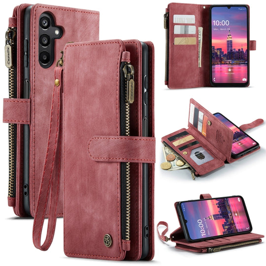 For Galaxy A16 5G CaseMe C30 Card Slots Zipper Wallet Leather Phone Case(Red)