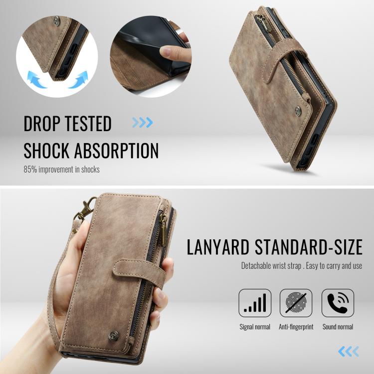 For Samsung Galaxy S25 Ultra 5G CaseMe C30 Card Slots Zipper Wallet Leather Phone Case(Brown) - Galaxy S25 Ultra 5G Cases by CaseMe | Online Shopping UK | buy2fix