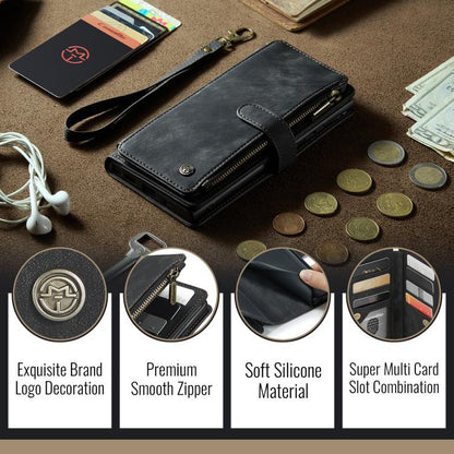 For Samsung Galaxy S25 Ultra 5G CaseMe C30 Card Slots Zipper Wallet Leather Phone Case(Black) - Galaxy S25 Ultra 5G Cases by CaseMe | Online Shopping UK | buy2fix