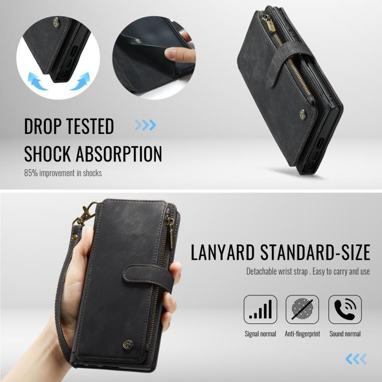For Samsung Galaxy S25 Ultra 5G CaseMe C30 Card Slots Zipper Wallet Leather Phone Case(Black) - Galaxy S25 Ultra 5G Cases by CaseMe | Online Shopping UK | buy2fix