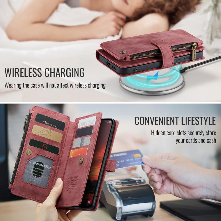For Samsung Galaxy S25 Ultra 5G CaseMe C30 Card Slots Zipper Wallet Leather Phone Case(Red) - Galaxy S25 Ultra 5G Cases by CaseMe | Online Shopping UK | buy2fix