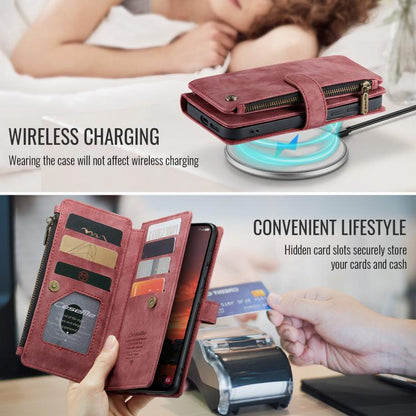 For Samsung Galaxy S25 Ultra 5G CaseMe C30 Card Slots Zipper Wallet Leather Phone Case(Red) - Galaxy S25 Ultra 5G Cases by CaseMe | Online Shopping UK | buy2fix