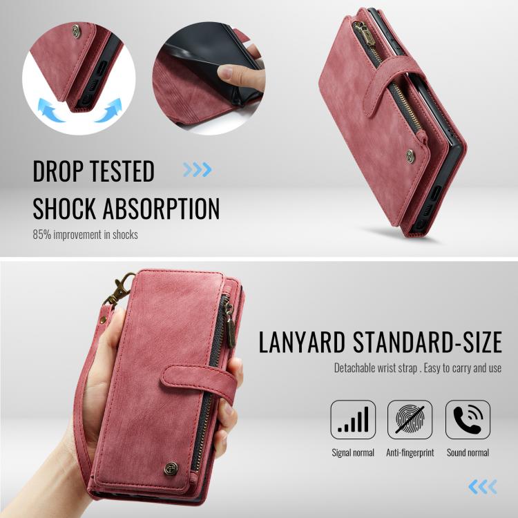 For Samsung Galaxy S25 Ultra 5G CaseMe C30 Card Slots Zipper Wallet Leather Phone Case(Red) - Galaxy S25 Ultra 5G Cases by CaseMe | Online Shopping UK | buy2fix