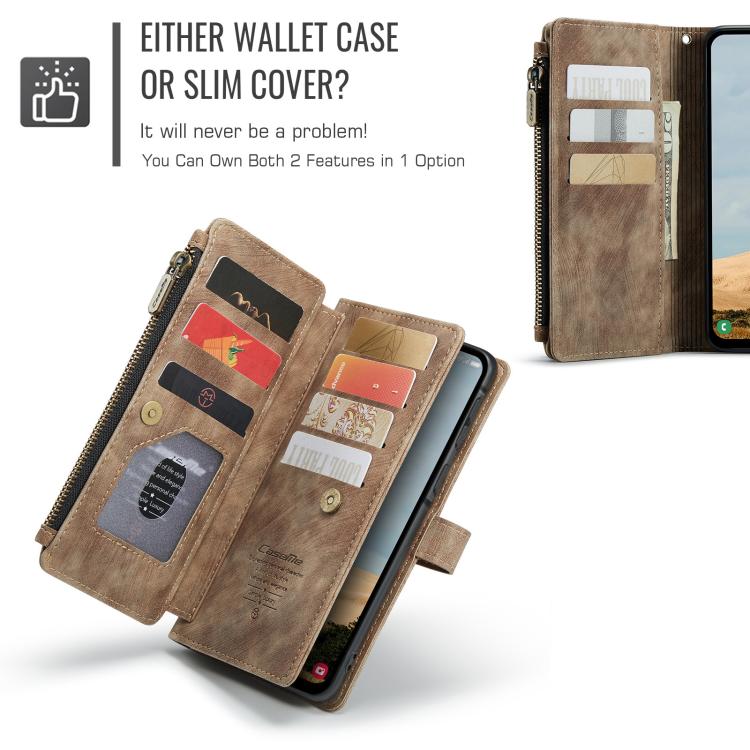 For Samsung Galaxy A36 CaseMe C30 Card Slots Zipper Wallet Leather Phone Case(Brown) - Galaxy Phone Cases by CaseMe | Online Shopping UK | buy2fix
