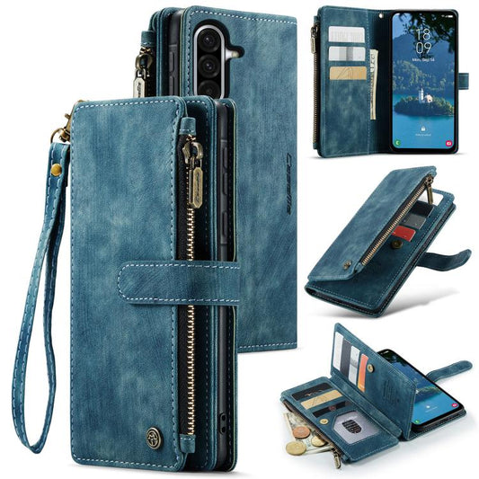 For Samsung Galaxy A36 CaseMe C30 Card Slots Zipper Wallet Leather Phone Case(Blue) - Galaxy Phone Cases by CaseMe | Online Shopping UK | buy2fix