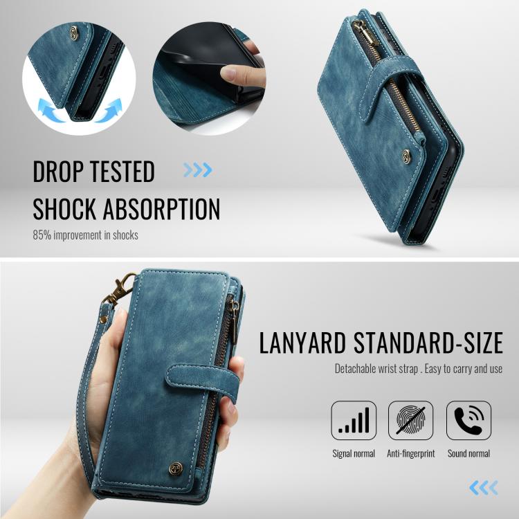 For Samsung Galaxy A36 CaseMe C30 Card Slots Zipper Wallet Leather Phone Case(Blue) - Galaxy Phone Cases by CaseMe | Online Shopping UK | buy2fix