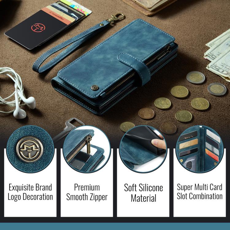 For Samsung Galaxy A36 CaseMe C30 Card Slots Zipper Wallet Leather Phone Case(Blue) - Galaxy Phone Cases by CaseMe | Online Shopping UK | buy2fix