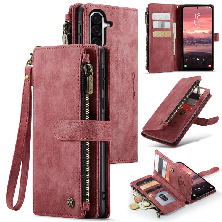For Samsung Galaxy A36 CaseMe C30 Card Slots Zipper Wallet Leather Phone Case(Red) - Galaxy Phone Cases by CaseMe | Online Shopping UK | buy2fix