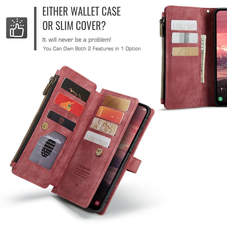 For Samsung Galaxy A36 CaseMe C30 Card Slots Zipper Wallet Leather Phone Case(Red) - Galaxy Phone Cases by CaseMe | Online Shopping UK | buy2fix
