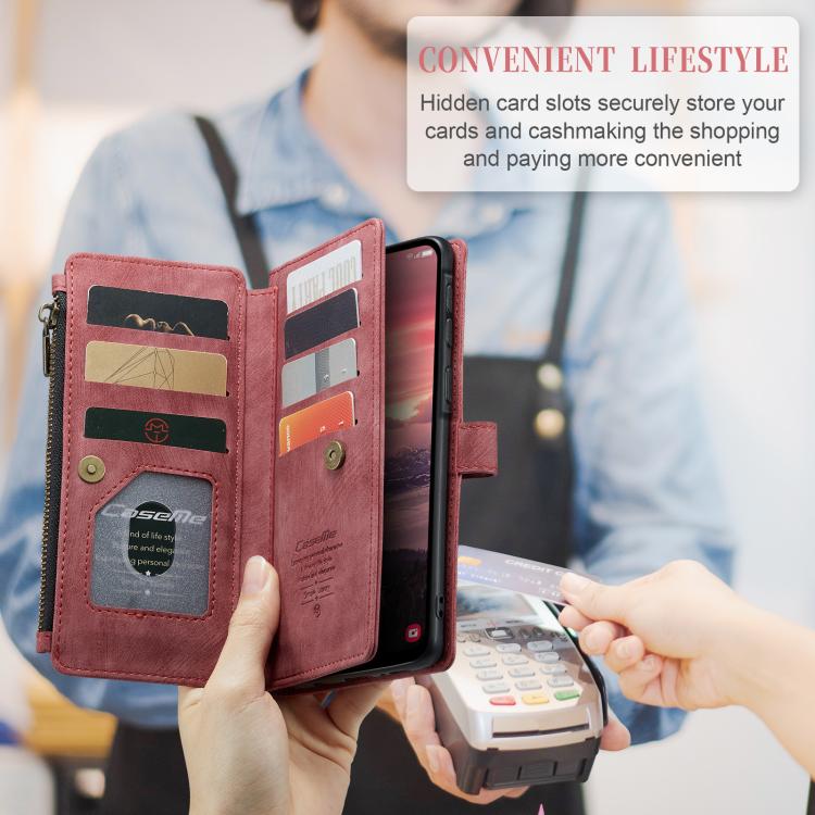For Samsung Galaxy A36 CaseMe C30 Card Slots Zipper Wallet Leather Phone Case(Red) - Galaxy Phone Cases by CaseMe | Online Shopping UK | buy2fix