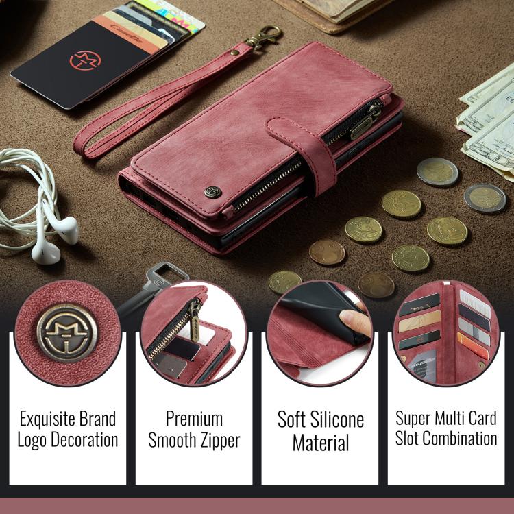 For Samsung Galaxy A36 CaseMe C30 Card Slots Zipper Wallet Leather Phone Case(Red) - Galaxy Phone Cases by CaseMe | Online Shopping UK | buy2fix