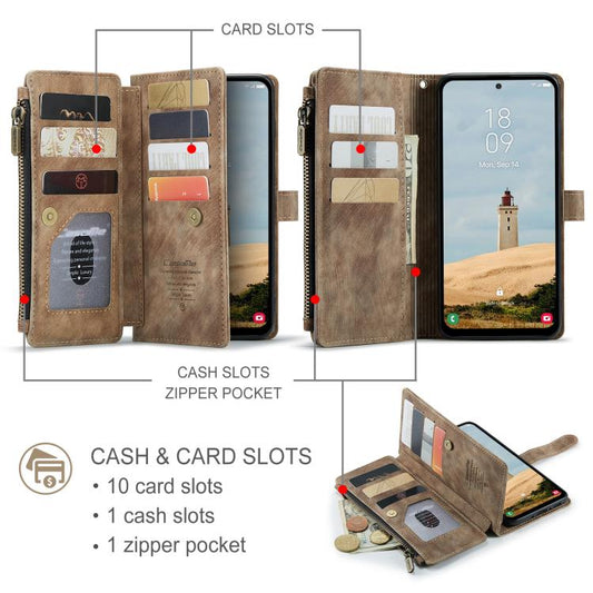 For Samsung Galaxy A56 CaseMe C30 Card Slots Zipper Wallet Leather Phone Case(Brown) - Galaxy Phone Cases by CaseMe | Online Shopping UK | buy2fix