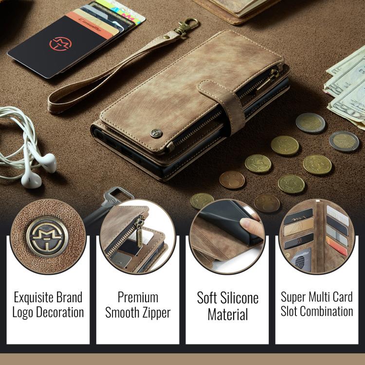 For Samsung Galaxy A56 CaseMe C30 Card Slots Zipper Wallet Leather Phone Case(Brown) - Galaxy Phone Cases by CaseMe | Online Shopping UK | buy2fix