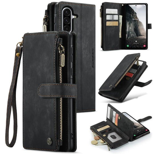 For Galaxy A56 CaseMe C30 Card Slots Zipper Wallet Leather Phone Case(Black)