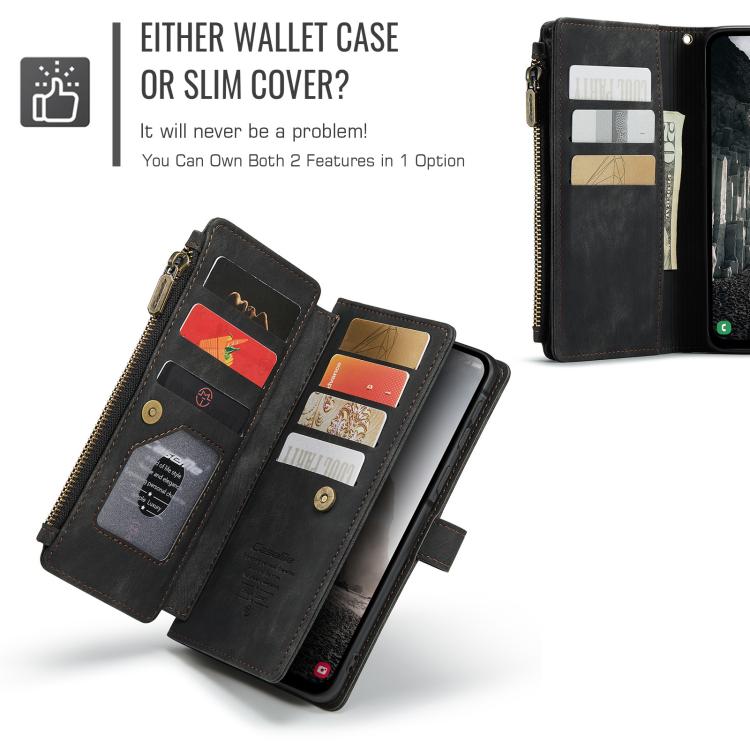 For Samsung Galaxy A56 CaseMe C30 Card Slots Zipper Wallet Leather Phone Case(Black) - Galaxy Phone Cases by CaseMe | Online Shopping UK | buy2fix