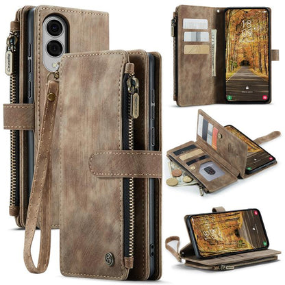 For Samsung Galaxy S25 Edge 5G CaseMe C30 Card Slots Zipper Wallet Leather Phone Case(Brown) - Galaxy Phone Cases by CaseMe | Online Shopping UK | buy2fix