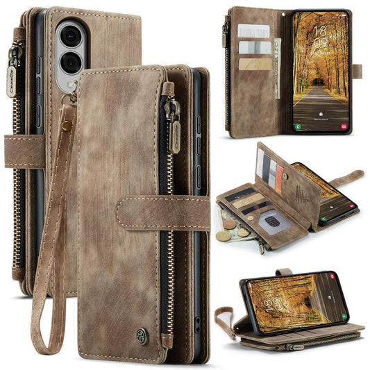 For Samsung Galaxy S25 Edge 5G CaseMe C30 Card Slots Zipper Wallet Leather Phone Case(Brown) - Galaxy Phone Cases by CaseMe | Online Shopping UK | buy2fix