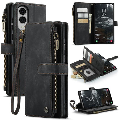 For Samsung Galaxy S25 Edge 5G CaseMe C30 Card Slots Zipper Wallet Leather Phone Case(Black) - Galaxy Phone Cases by CaseMe | Online Shopping UK | buy2fix