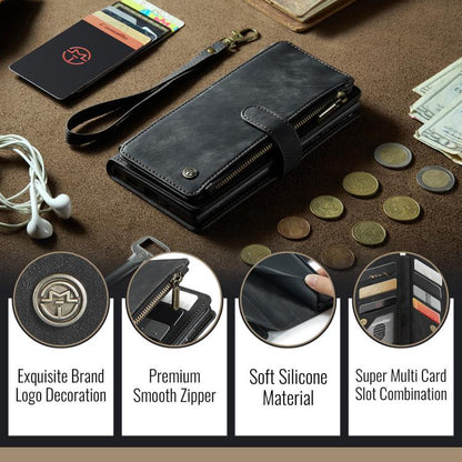 For Samsung Galaxy S25 Edge 5G CaseMe C30 Card Slots Zipper Wallet Leather Phone Case(Black) - Galaxy Phone Cases by CaseMe | Online Shopping UK | buy2fix