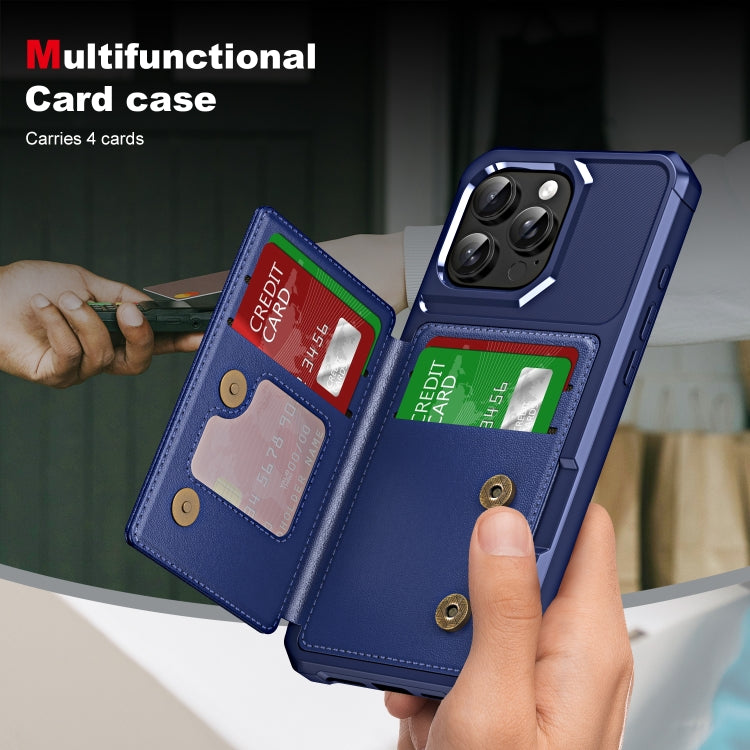 For iPhone 15 Pro Max ENKAY Hat-Prince Card Slot Wallet TPU Back Leather Phone Case with Lens Film(Cyan) - iPhone 15 Pro Max Cases by ENKAY | Online Shopping UK | buy2fix