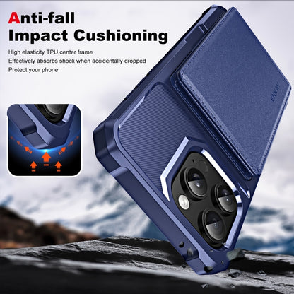 For iPhone 15 Pro ENKAY Hat-Prince Card Slot Wallet TPU Back Leather Phone Case with Lens Film(Dark Blue) - iPhone 15 Pro Cases by ENKAY | Online Shopping UK | buy2fix