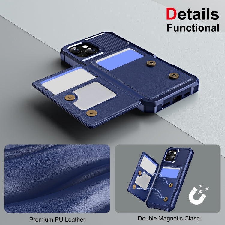 For iPhone 15 ENKAY Hat-Prince Card Slot Wallet TPU Back Leather Phone Case with Lens Film(Cyan) - iPhone 15 Cases by ENKAY | Online Shopping UK | buy2fix