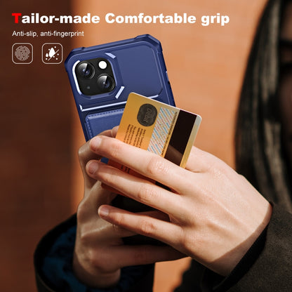 For iPhone 14 ENKAY Hat-Prince Card Slot Wallet TPU Back Leather Phone Case with Lens Film(Dark Blue) - iPhone 14 Cases by ENKAY | Online Shopping UK | buy2fix