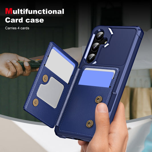 For Samsung Galaxy A35 5G ENKAY Hat-Prince Card Slot Wallet TPU Back Leather Phone Case with Lens Film(Cyan) - Galaxy Phone Cases by ENKAY | Online Shopping UK | buy2fix