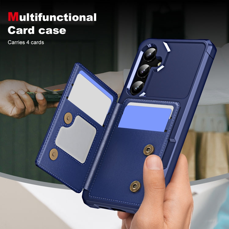 For Samsung Galaxy A55 5G ENKAY Hat-Prince Card Slot Wallet TPU Back Leather Phone Case with Lens Film(Cyan) - Galaxy Phone Cases by ENKAY | Online Shopping UK | buy2fix