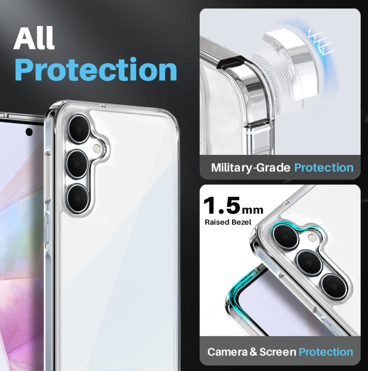 For Samsung Galaxy A35 5G NORTHJO 3 in 1 Clear Phone Case with Screen Protector Lens Film - Galaxy Phone Cases by NORTHJO | Online Shopping UK | buy2fix