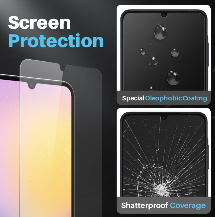 For Samsung Galaxy A25 5G NORTHJO 3 in 1 Clear Phone Case with Screen Protector Lens Film - Galaxy Phone Cases by NORTHJO | Online Shopping UK | buy2fix