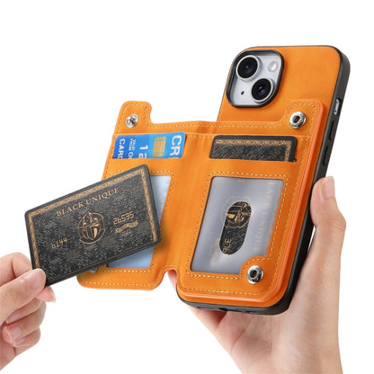 For iPhone X / XS Retro MagSafe Zipper Wallet Card Bag Back Phone Case(Yellow) - More iPhone Cases by buy2fix | Online Shopping UK | buy2fix