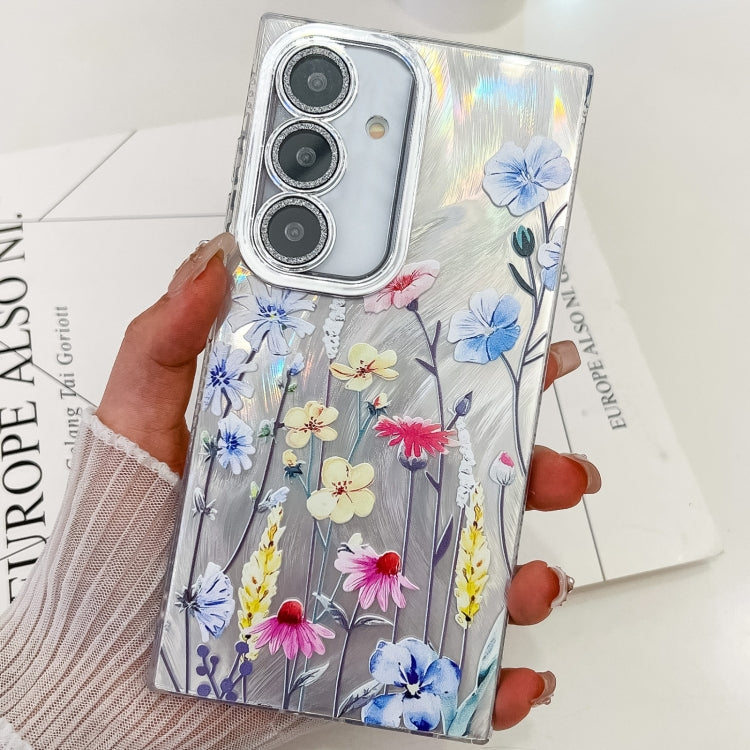 For Samsung Galaxy S25 5G Electroplating Flowers Plants Texture TPU Phone Case(Wildflower FL2) by buy2fix