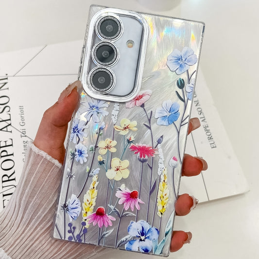 For Samsung Galaxy S25 5G Electroplating Flowers Plants Texture TPU Phone Case(Wildflower FL2) by buy2fix