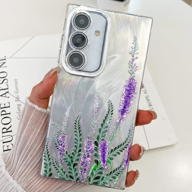 For Samsung Galaxy S25+ 5G Electroplating Flowers Plants Texture TPU Phone Case(Lavender FL3) by buy2fix