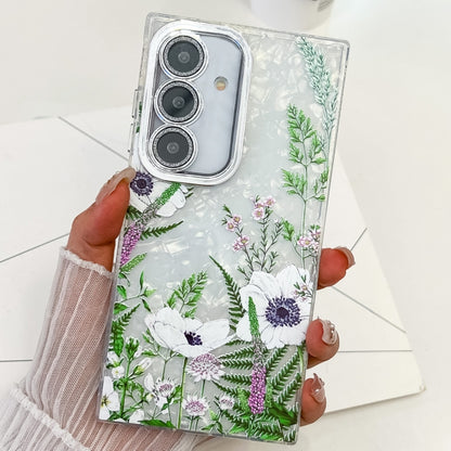 For Samsung Galaxy S25+ 5G Electroplating Flowers Plants Texture TPU Phone Case(Green Plants FL5) by buy2fix