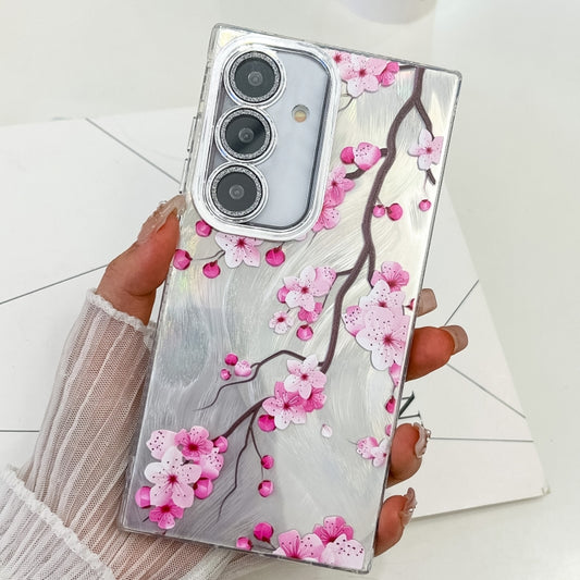 For Samsung Galaxy S25+ 5G Electroplating Flowers Plants Texture TPU Phone Case(Plum Flower FL6) by buy2fix