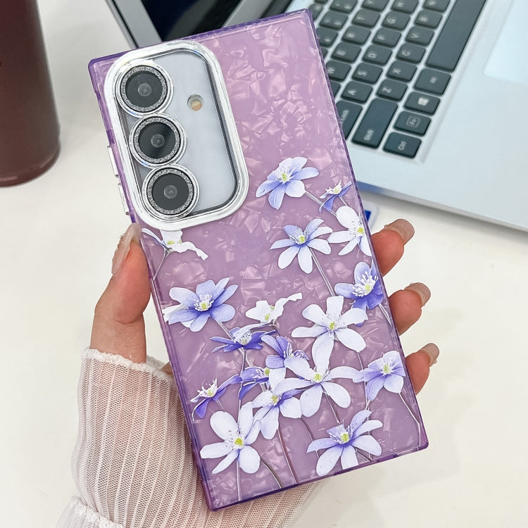 For Samsung Galaxy S25+ 5G Electroplating Flowers Plants Texture TPU Phone Case(Lilac Flowers FL16) by buy2fix
