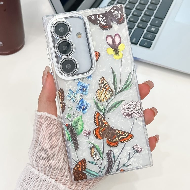 For Samsung Galaxy S25+ 5G Electroplating Flowers Plants Texture TPU Phone Case(Butterfly Love Flower FL17) by buy2fix