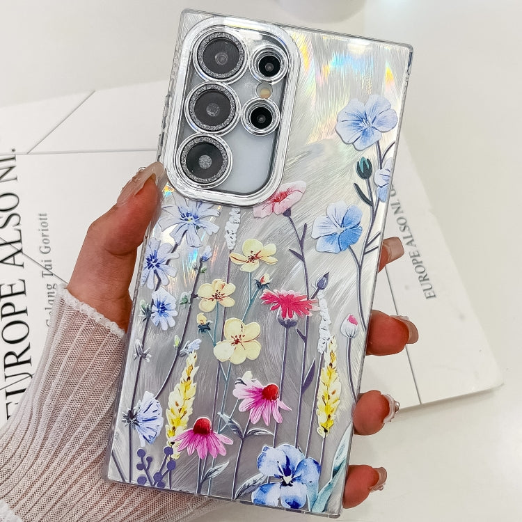 For Samsung Galaxy S25 Ultra 5G Electroplating Flowers Plants Texture TPU Phone Case(Wildflower FL2) by buy2fix