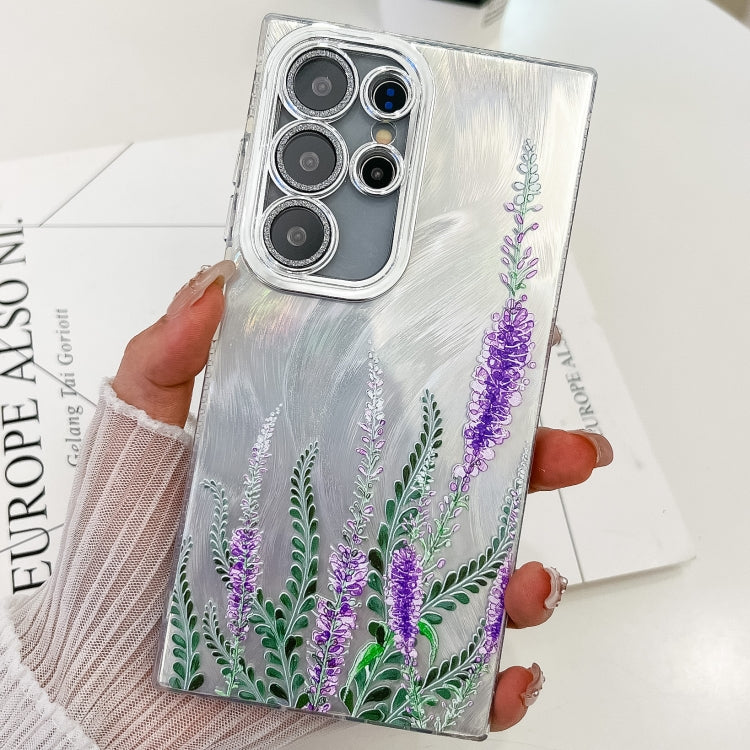 For Samsung Galaxy S25 Ultra 5G Electroplating Flowers Plants Texture TPU Phone Case(Lavender FL3) by buy2fix