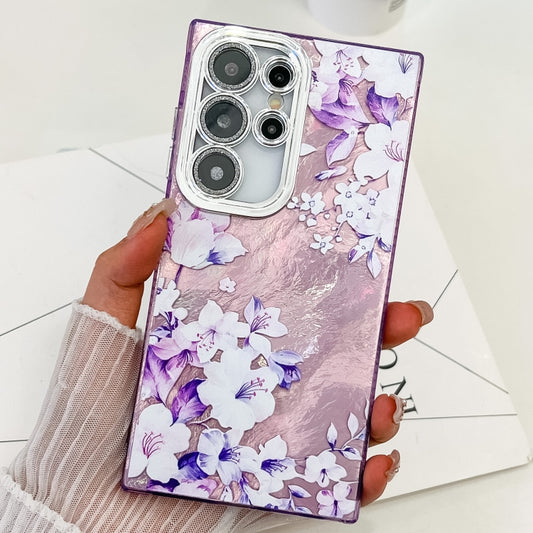 For Samsung Galaxy S25 Ultra 5G Electroplating Flowers Plants Texture TPU Phone Case(Azalea FL4) by buy2fix