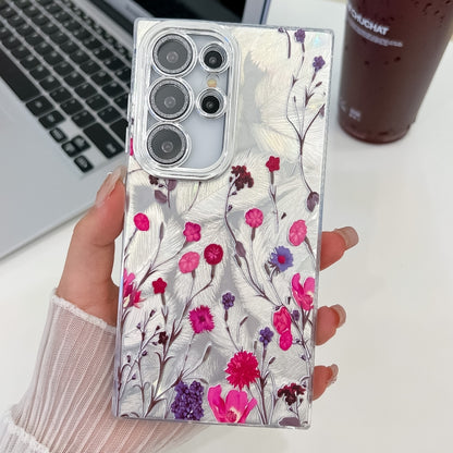 For Samsung Galaxy S25 Ultra 5G Electroplating Flowers Plants Texture TPU Phone Case(Carnation FL7) by buy2fix