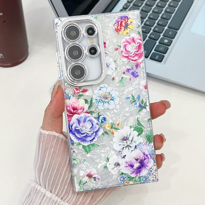 For Samsung Galaxy S25 Ultra 5G Electroplating Flowers Plants Texture TPU Phone Case(Peony FL14) by buy2fix
