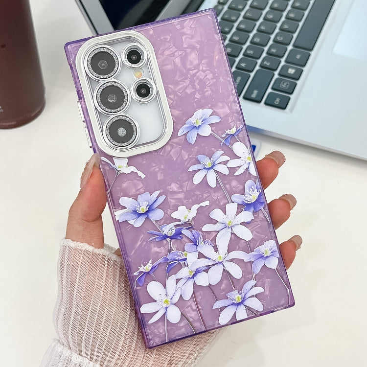 For Samsung Galaxy S25 Ultra 5G Electroplating Flowers Plants Texture TPU Phone Case(Lilac Flowers FL16) by buy2fix
