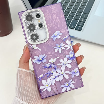 For Samsung Galaxy S25 Ultra 5G Electroplating Flowers Plants Texture TPU Phone Case(Lilac Flowers FL16) by buy2fix