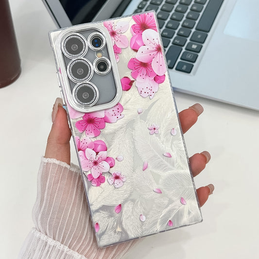 For Samsung Galaxy S25 Ultra 5G Electroplating Flowers Plants Texture TPU Phone Case(Peach Blossom FL18) by buy2fix