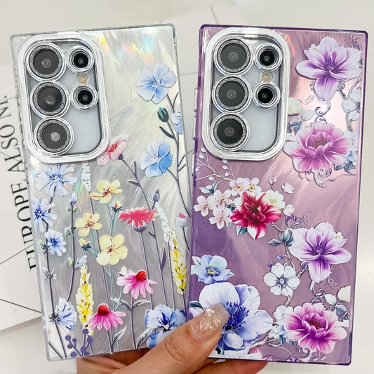 For Samsung Galaxy S25 5G Electroplating Flowers Plants Texture TPU Phone Case(Lavender FL3) by buy2fix